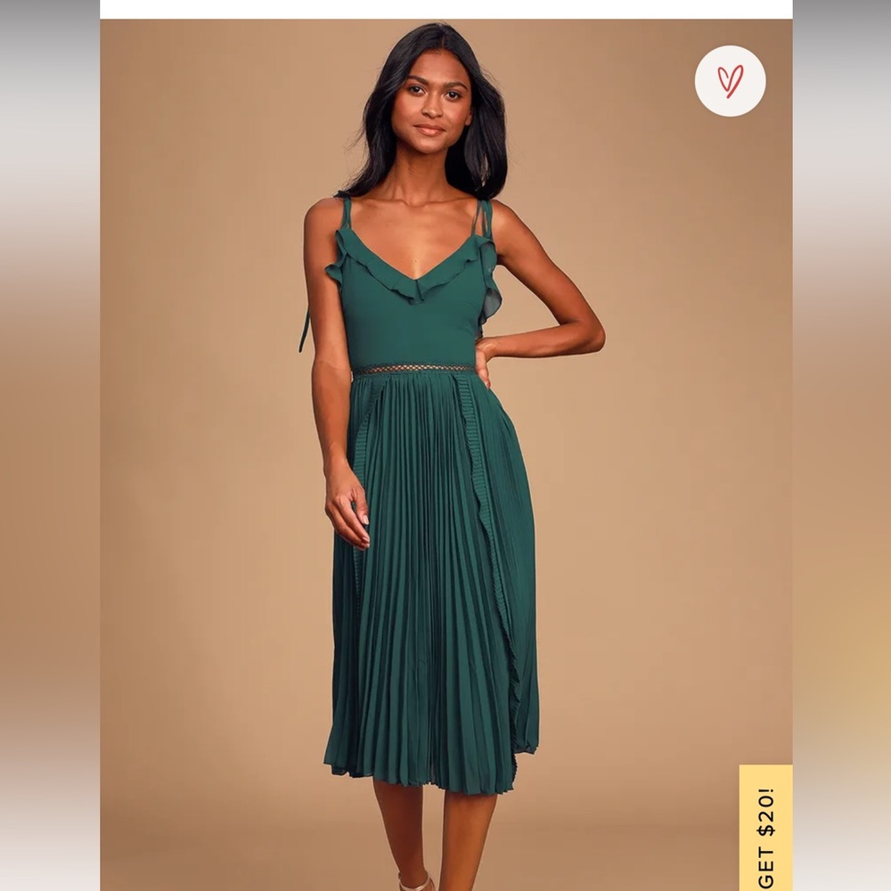 NWOT Emerald Green Tie Strap Dress